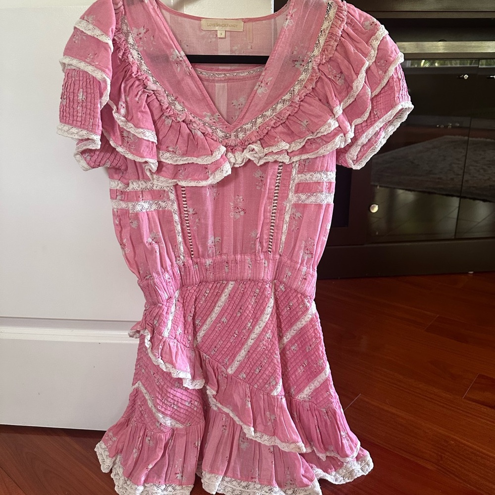 LoveShackFancy Pink Mini Dress